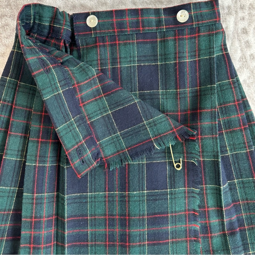 ✨Vintage RARE✨ Mini Plaid Tartan Skirt Girls size 5 BLUE GREEN RED School Girl - Picture 10 of 13